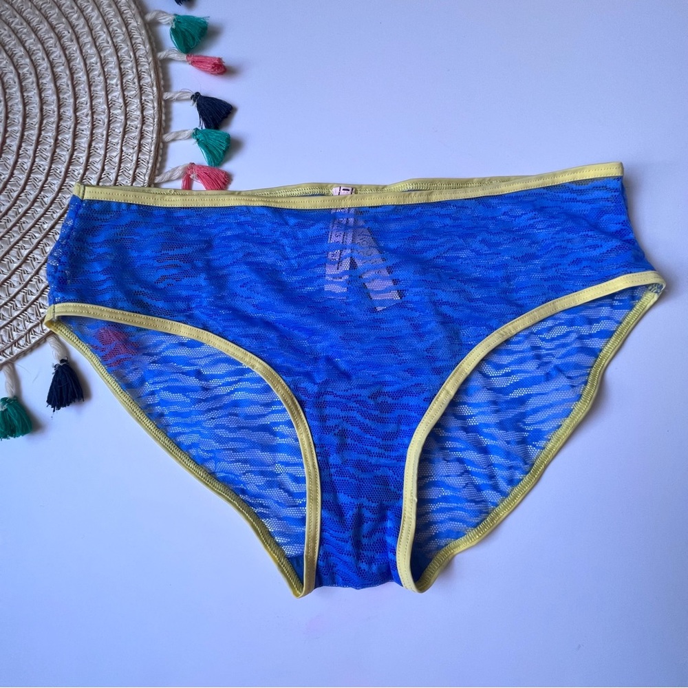 Victoria's Secret VTG Extra Low Rise Mesh Hiphugger Panty Blue Zebra Stripe M